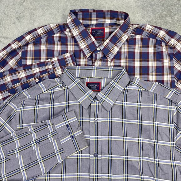 UNTUCKit Wrinkle Free Mens Plaid Long Sleeve Button Up Shirts Bundle XL Office - Picture 1 of 7